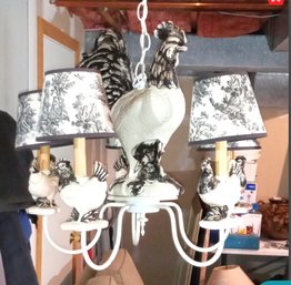 Beautiful Vintage Rooster Theme Chandelier With Five Bulbs