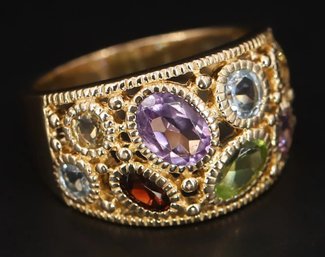 Incredible Multi-Gemstone Ring In Gold Over Sterling