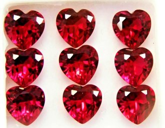 9 Blood Red Ruby Hearts