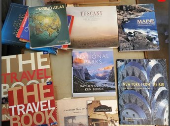 Lot Of 10 Books- Travel Books, National Parks, World Atlases, Maine, New York