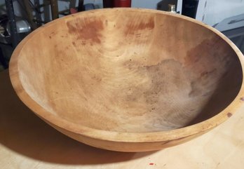 Vintage Oversized Hand Carved Wood Salad Bowl Lovely Wood Graining