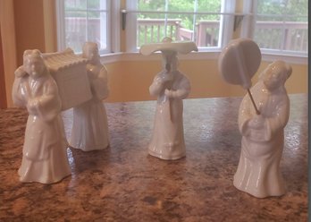Three Blanc De Chine Porcelain Procession Figurines From Fitz & Floyd In 1981