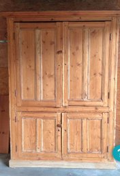 Beautiful Vintage Pine Cabinet With Four Doors, Three Shelves & Large Cabinet On The Bottom 80' X 60'vintage