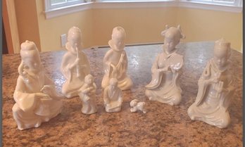 8 Vintage White Ceramic Musicians / People / A Pup Made In Japan