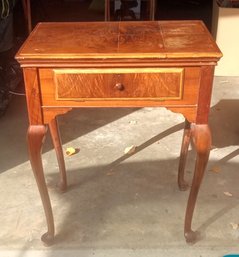 Nice Antique Wooden Sewing Machine Cabinet With Front Drawer