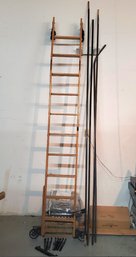 Cotterman Co Wooden Library / Study / Loft  Store Ladder With Metal Reinforcements,4 Metal Rails& Hardware 13