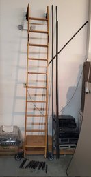 Cotterman Co Wooden Library / Study / Loft  Store Ladder With Metal Reinforcements, 4 Metal Rails & Hardware