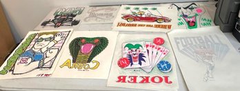 22 1980s  Iron- On Press- On Designs For T-shirts: Joker, Cobra, Bad Boys, Expecting Mommy, Football, Indy 500