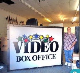 Large Electronic Video Store Sign - Metal Frame & Large Area Message Front 8' X 6' -Int & Ext Illumination