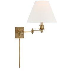 Pair Of Visual Comfort Triple Swing Arm Wall Lamps With Brass Color Hardware