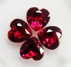 4 Gorgeous Heart Shaped 1 Ct Natural Mozambique Ruby Gemstones
