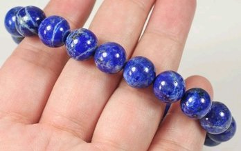 155 Ct Natural Lapis Lazuli Round Bead Stretch Bracelet