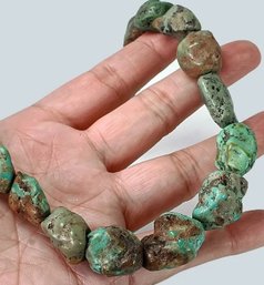 Extraordinary 16' Southwest Style 319 Ct Natural Turquoise Stretch Necklace