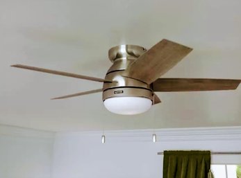 Hunter Alexander 44-in Brushed Nickel Indoor Flush Mount Ceiling Fan With Light (5-Blade)