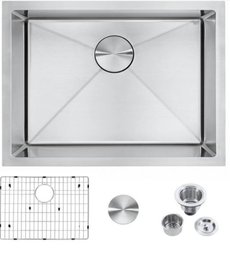 Undermount 23-in X 18-in Stainless Steel Single Bowl Kitchen Sink With Bottom Grid