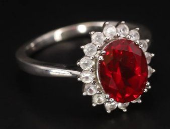 Stunning Ruby & Sapphire Cocktail Ring In Sterling Silver