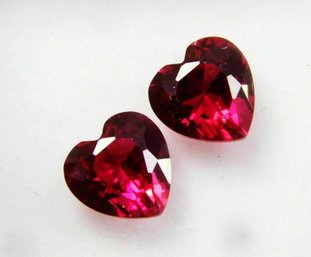 2 Mozambique Red Ruby Hearts