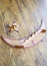 Vintage Mid-Century Crescent Moon & Star Wall Shelves