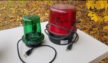 Rotating Red And Green Police Style Lights