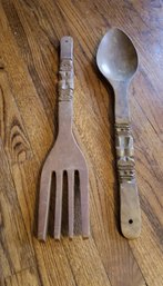 Wooden Fork & Spoon Wall Decor