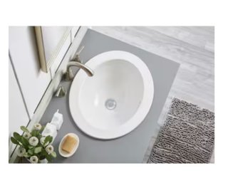 Allen   Roth White Drop-In Oval Traditional Bathroom Sink (20-in X 16.5-in)
