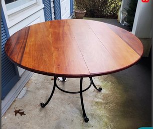 Lovely Vintage Wood Top & Metal Supports Round Table