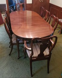 88' X 42' Mahogany Dining Room Table, Eight Dining Chairs & Sectional Table Top Protective Pads