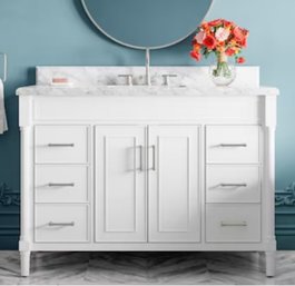 Perrella 49-in White Undermount Single Sink Bathroom Vanity With Carrara White Natural Marble Top