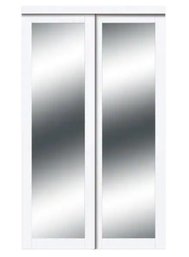 RELIABILT Harmony 72-in X 80-in Pure White 1-panel Mirrored Glass Prefinished Mdf Sliding Door