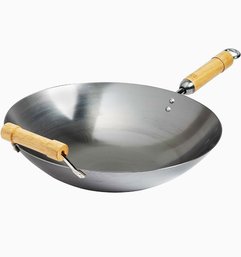 NEW Joyce Chen Classic Series 14' Carbon Steel Wok With Birch Handles