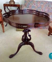 Vintage Gallery Top Parlor / Lamp Table With Three Splayed Legs, A Decorated Pedestal & Wonderful Details   LR