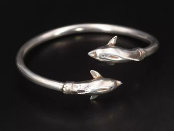Sterling Silver Dolphin Tip Bypass Bracelet