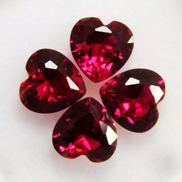 Lot Of 4 Beautiful 1 Carat Heart Shaped Natural Mozambique Red Rubies 6mm X 6mm X 4mm