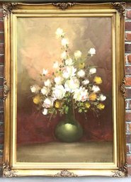 Still Life Roses In A Green Pitcher, Signed By Artist