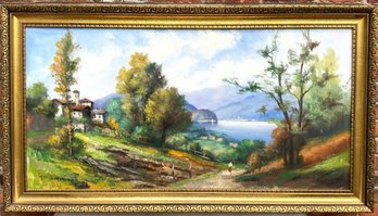 Impressive European Countryside Scene, Oil On Canvas, Signed