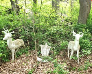 SONNY'S Pair Of Rare, Vintage Cement Deer Lawn / Garden Statues - Life Size ****Separate Location For Pick- Up