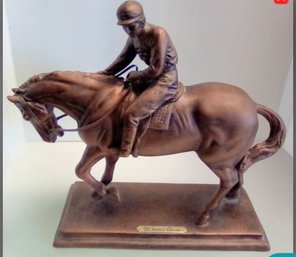 Winners Circle - Heavy Bronze Statue Of A Winning Horse & Jockey        LP/CVBKB