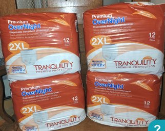 Case Of Premium OverNight- Unopened Four 12 Count Packages 48 2XL Disposable Absorbent Underwear 58 Total  Br1