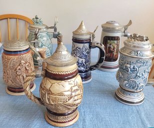 Six Highly Decorated - Unused Beer- Drinking Steins- Alaskan Moose.     Kit