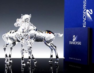 SWAROVSKI Austria Crystal Pair Of Foals Horses Figurine 62763 In Original Box  (Lot 65)