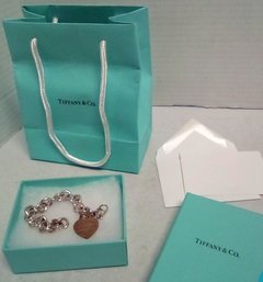 Tiffany & Co. Sterling Silver Return To Tiffany Heart Tag Bracelet 7-1/2 Inches Never Opened SUZ