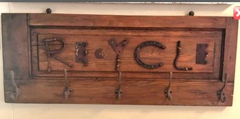 Rustic Recycle Coat Rack Made From Wood & Recycled Materials    LR