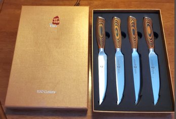 Tuo Cutlery Fiery Phoenix Serrated Steak Knives Box Set Of 4. German Steel.  DR