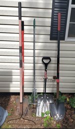 5 Garden Tools - Expandable Metal Rake, Shovels 1 Curved / 1 Straight Edge, Garden Rake.    Outback