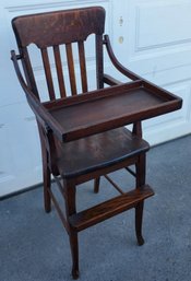 Incredible Antique S. Bent & Brothers 1867 Tiger Oak Childrens High Chair RARE