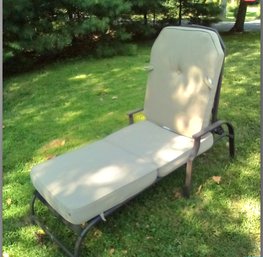 Outdoor Brown Metal Adjustable Chaise Lounge Chair With Cushions Made For Best Choice Products (Side Yard)