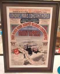 Framed Orient Express Color Advertisement London To Constantinople.  Den