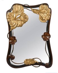 Circa 1930 - French Art Nouveau Style Carved Lily Pads & Flowers Wall Mirror Paid $4000