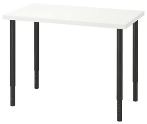 A Simple White Adjustable Height Desk With Black Legs