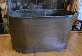 Large Vintage Forged Copper Tub/bin With Handles